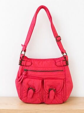 Everyday Pink Shoulder Bag with Front Pockets